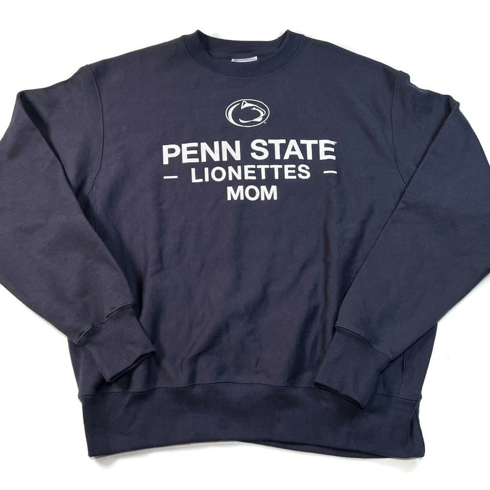 Champion Reverse Weave Penn State Lionettes Mom Sweatshirt Large Blue Crew